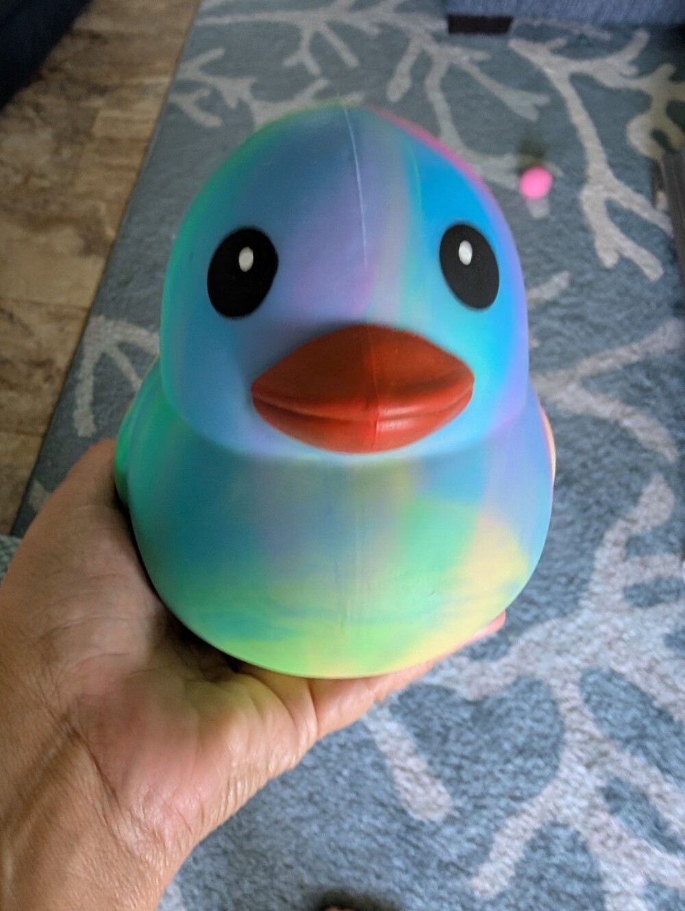 Rainbow Multicolor Squishy Duck with Orange Beak # Viral Squishy